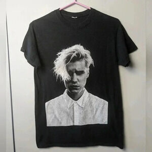 JUSTIN BIEBER PURPOSE TOUR black t-shirt no  size tag (XS-SMALL)